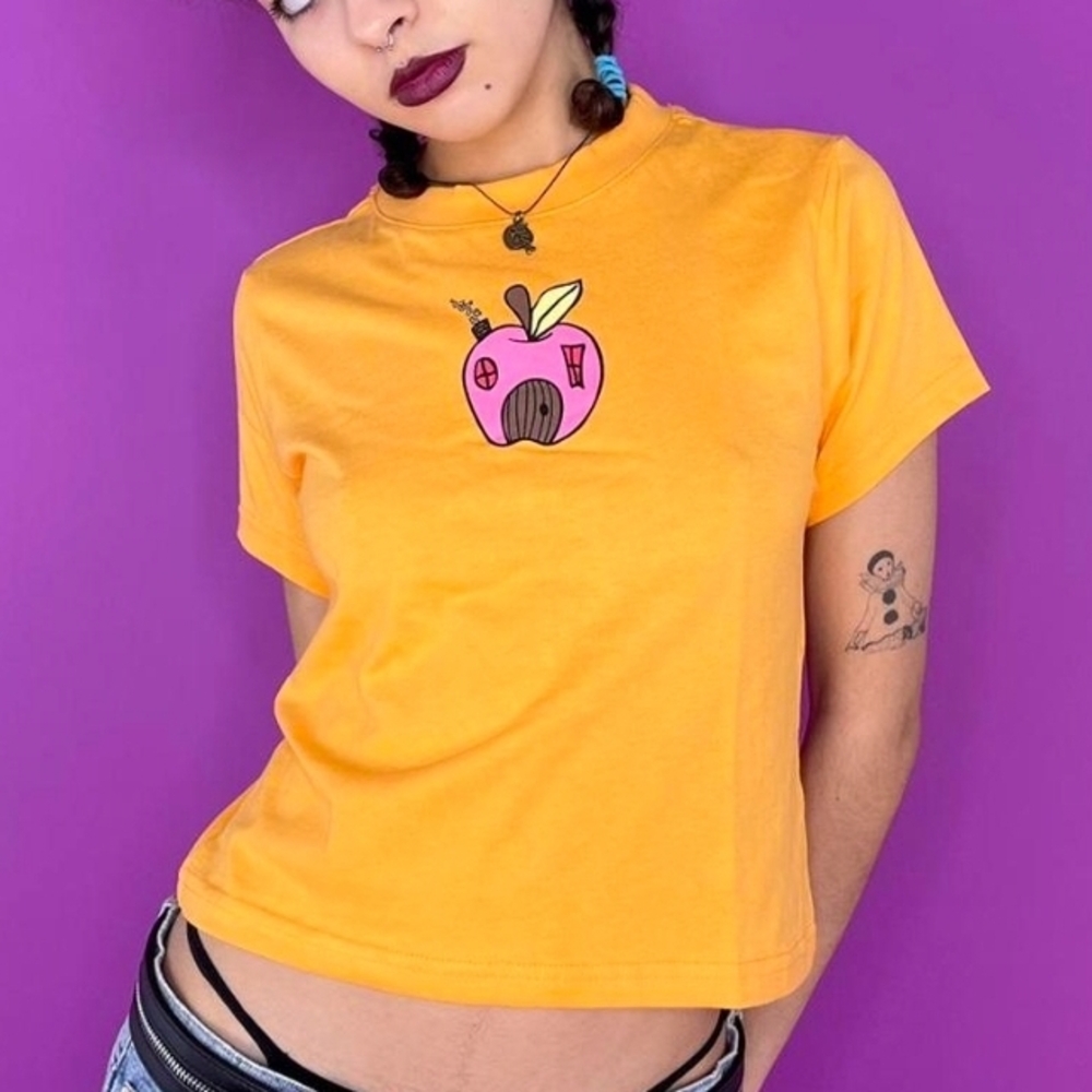 IGirl Orange Tee with Pink Apple Design